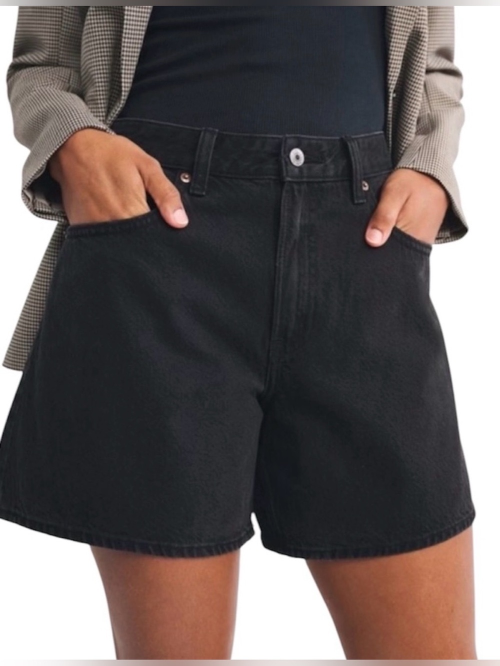 Abercrombie & Fitch The Loose High-Rise Black Women's Denim Shorts Size 32 EUC